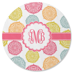 Doily Pattern Round Rubber Backed Coaster (Personalized)