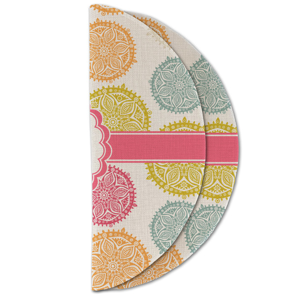 Doily Pattern Round Linen Placemats - HALF FOLDED (double sided)