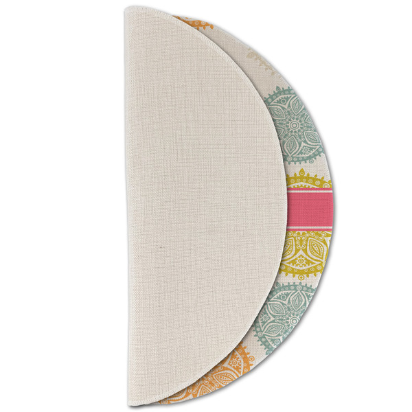 Doily Pattern Round Linen Placemats - HALF FOLDED (single sided)