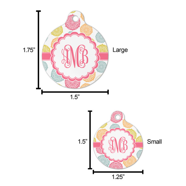 Doily Pattern Round Pet ID Tag - Large - Comparison Scale