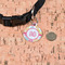 Doily Pattern Round Pet ID Tag - Small - In Context