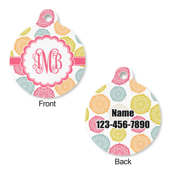 Doily Pattern Round Pet Tag - Front & Back
