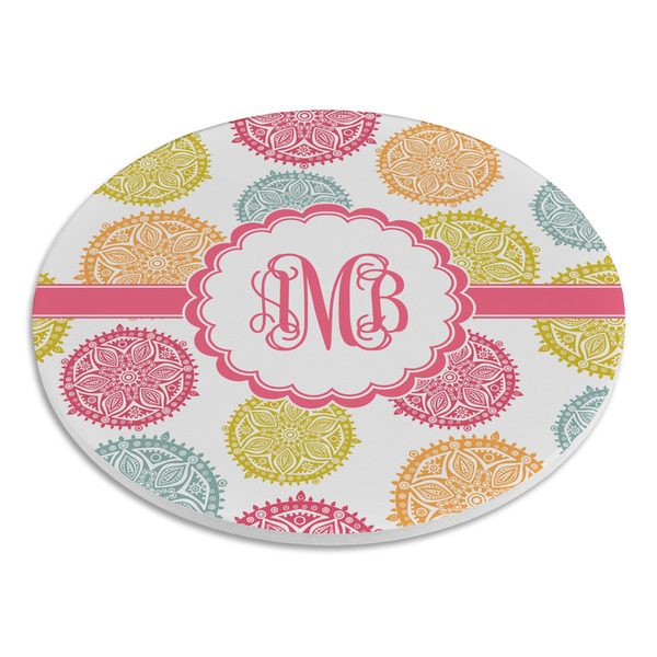 Doily Pattern Round Stone Trivet - Angle View