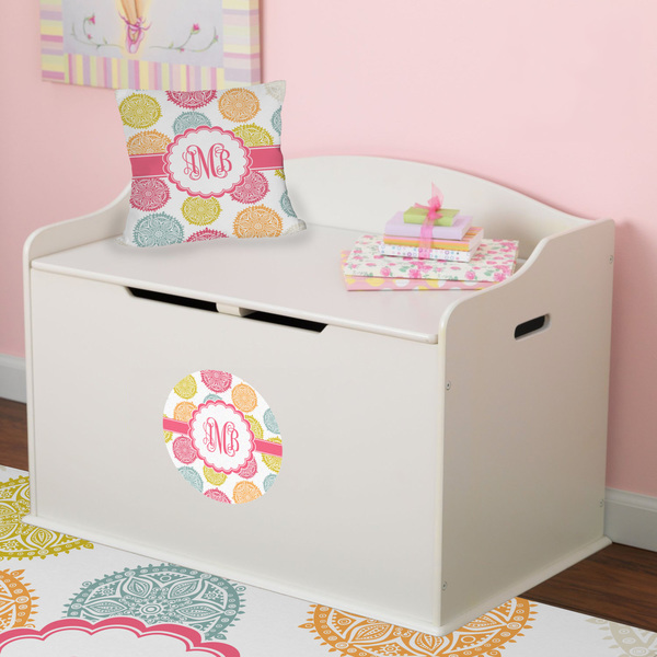 Doily Pattern Round Wall Decal on Toy Chest