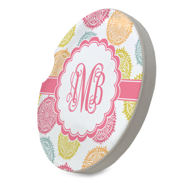 Doily Pattern Sandstone Car Coaster - STANDING ANGLE