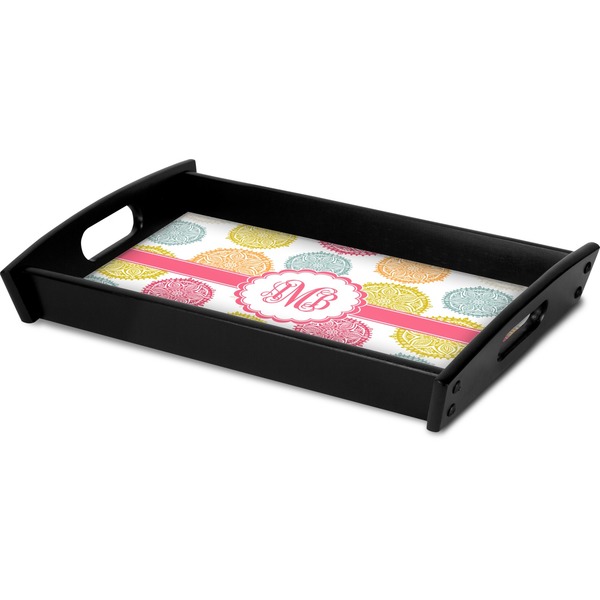 Doily Pattern Serving Tray Black - Corner