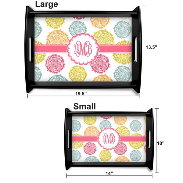 Doily Pattern Serving Tray Black Sizes