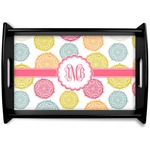 Doily Pattern Black Wooden Tray - Small (Personalized)