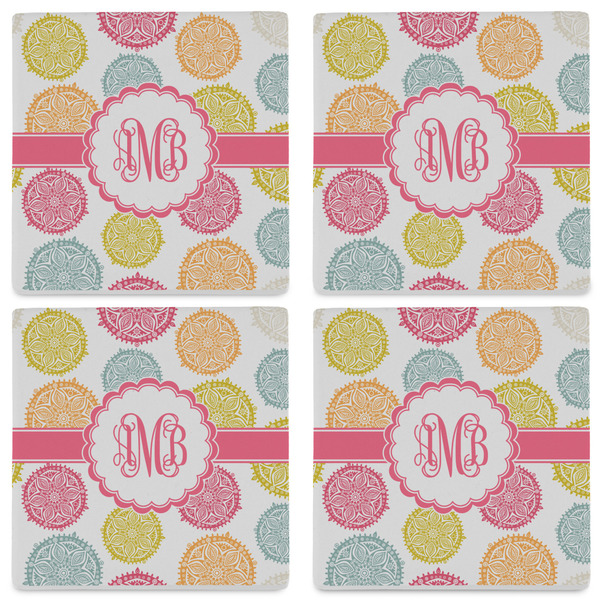 Doily Pattern Set of 4 Sandstone Coasters - See All 4 View