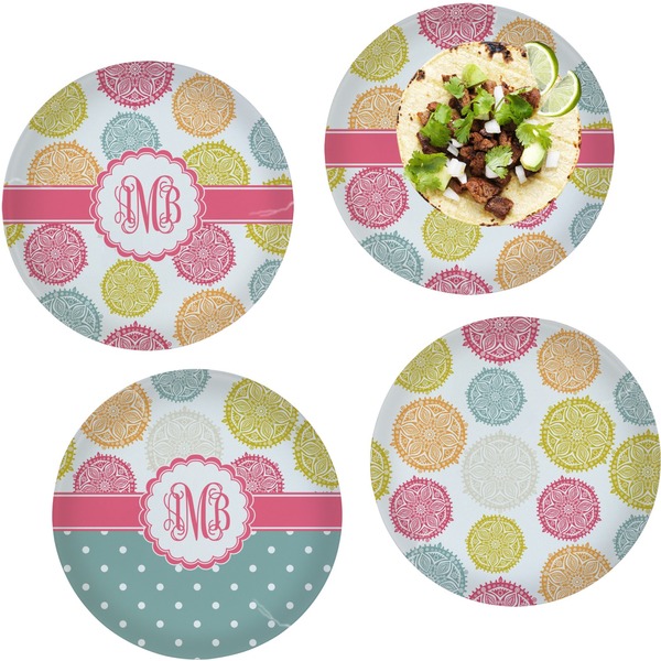 Custom Doily Pattern Set of 4 Glass Lunch / Dinner Plate 10" (Personalized)