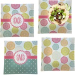 Doily Pattern Set of 4 Glass Square Lunch / Dinner Plate 9.5" (Personalized)