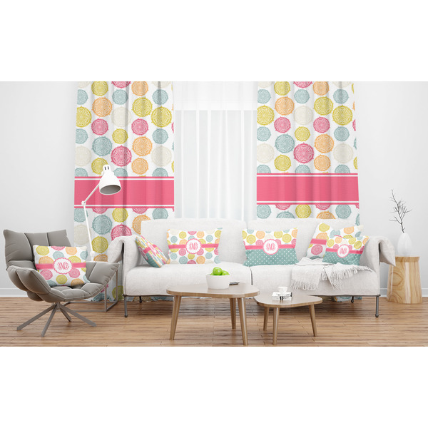 Doily Pattern Sheer and Custom Curtains in Room with Matching Pillows