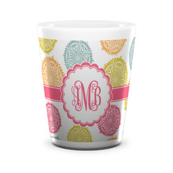 Doily Pattern Ceramic Shot Glass - 1.5 oz - White - Set of 4 (Personalized)