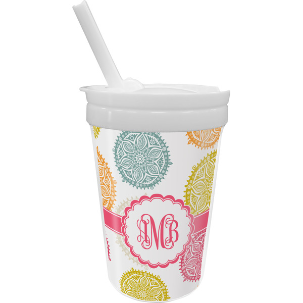 Custom Doily Pattern Sippy Cup with Straw (Personalized)