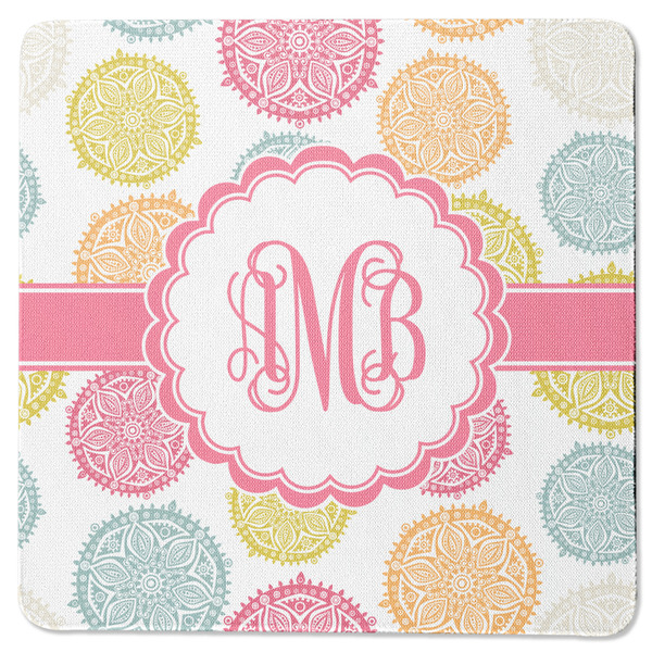 Custom Doily Pattern Square Rubber Backed Coaster (Personalized)