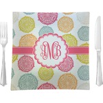 Doily Pattern 9.5" Glass Square Lunch / Dinner Plate- Single or Set of 4 (Personalized)