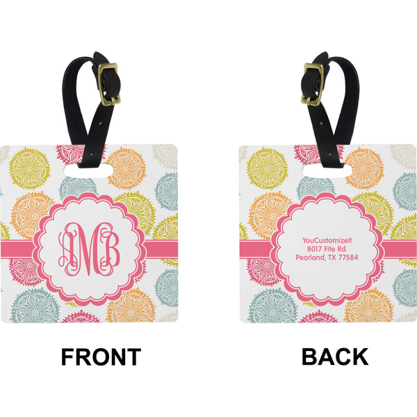 Doily Pattern Square Luggage Tag (Front + Back)