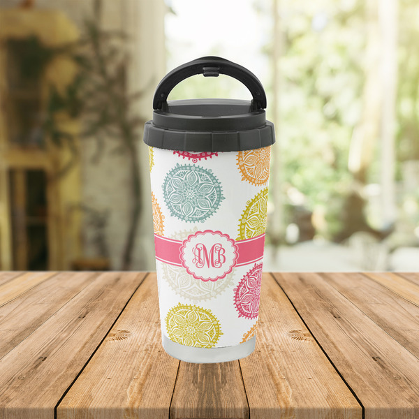 Doily Pattern Stainless Steel Travel Cup Lifestyle