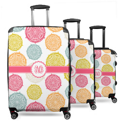 Doily Pattern 3 Piece Luggage Set - 20" Carry On, 24" Medium Checked, 28" Large Checked (Personalized)