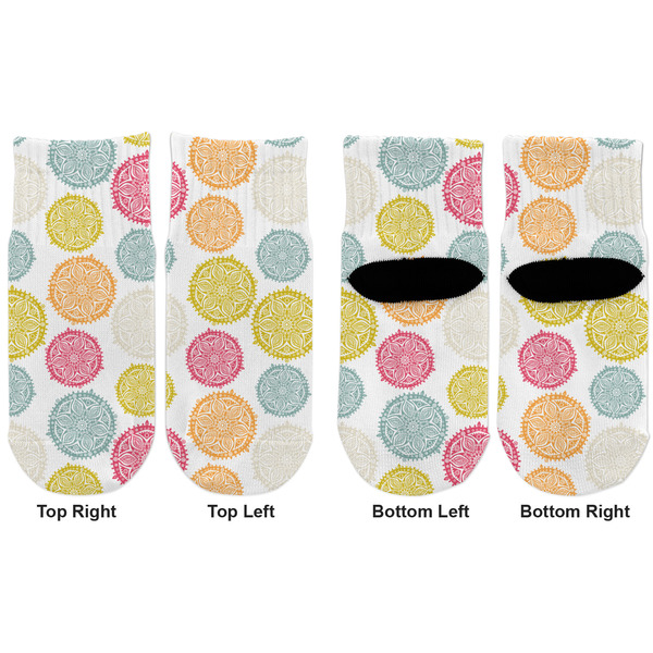 Doily Pattern Toddler Ankle Socks - Double Pair - Front and Back - Apvl