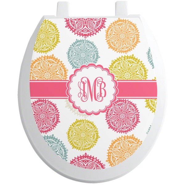 Custom Doily Pattern Toilet Seat Decal - Round (Personalized)