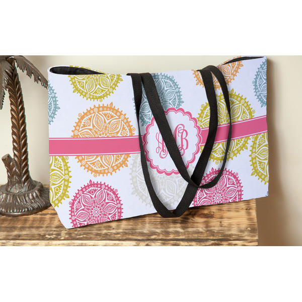 Doily Pattern Tote w/Black Handles - Lifestyle View