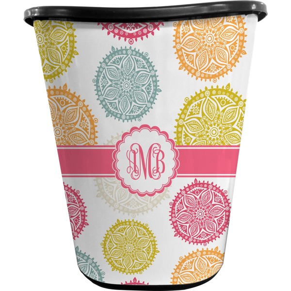 Doily Pattern Trash Can Black