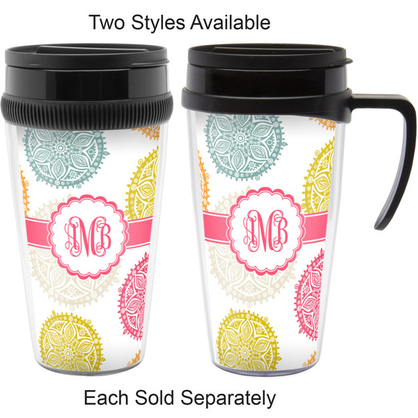 Doily Pattern Travel Mugs - with & without Handle