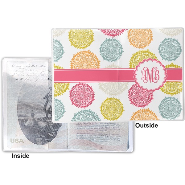 Doily Pattern Vinyl Passport Holder - Flat Front and Back