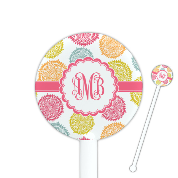 Custom Doily Pattern 5.5" Round Plastic Stir Sticks - White - Double Sided (Personalized)