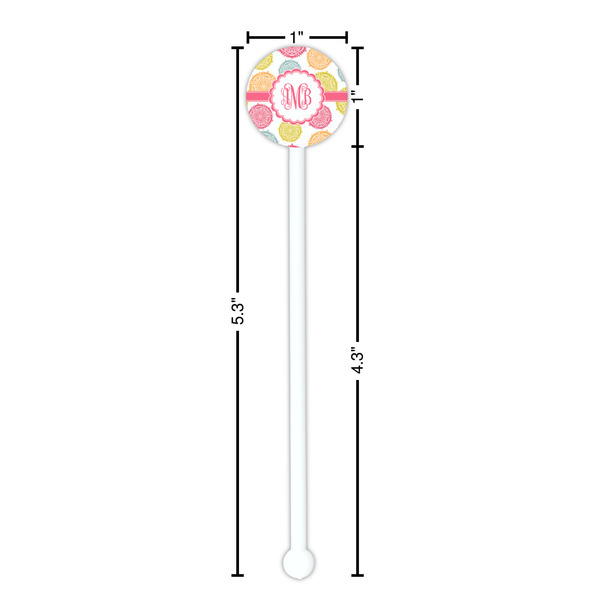 Doily Pattern White Plastic 5.5" Stir Stick - Round - Dimensions