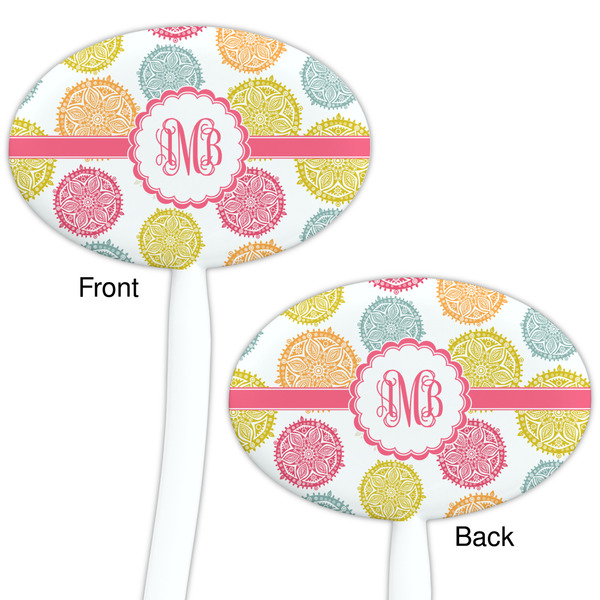 Doily Pattern White Plastic 7" Stir Stick - Double Sided - Oval - Front & Back