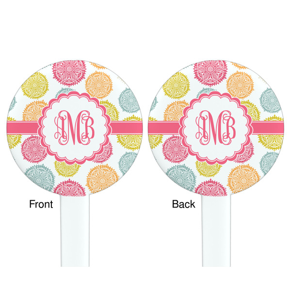 Doily Pattern White Plastic 7" Stir Stick - Double Sided - Round - Front & Back