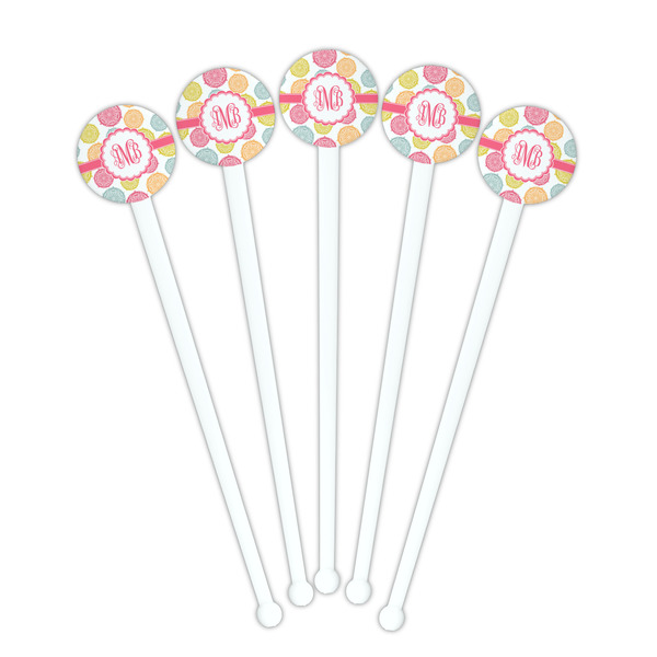 Doily Pattern White Plastic 7" Stir Stick - Round - Fan View