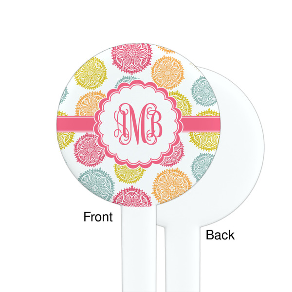 Doily Pattern White Plastic 7" Stir Stick - Single Sided - Round - Front & Back