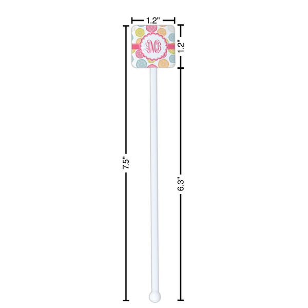 Doily Pattern White Plastic Stir Stick - Square - Dimensions