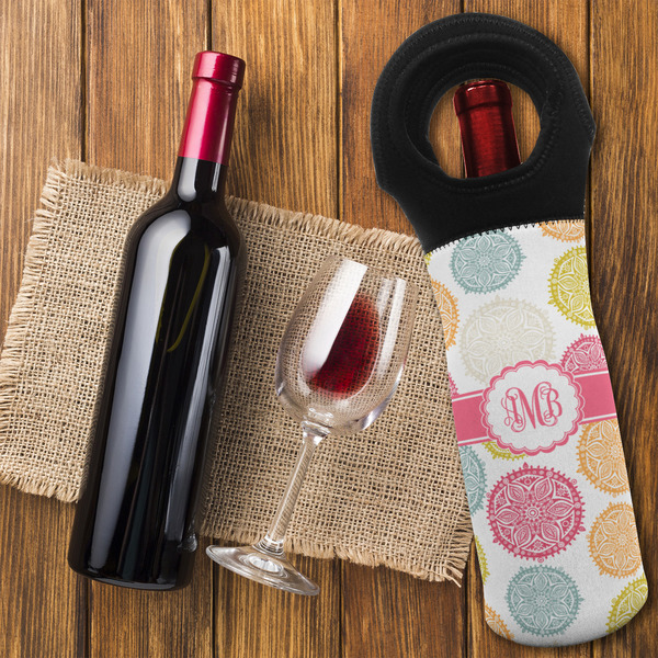 Doily Pattern Wine Tote Bag - FLATLAY