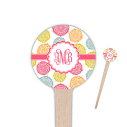 Doily Pattern 4" Round Wooden Food Picks - Single Sided (Personalized)
