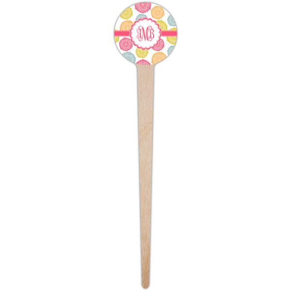 Doily Pattern Wooden 4" Food Pick - Round - Single Pick