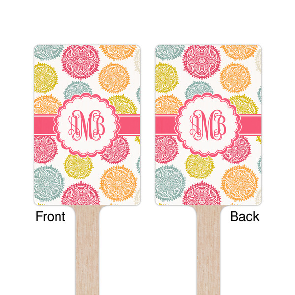Doily Pattern Wooden 6.25" Stir Stick - Rectangular - Double Sided - Front & Back
