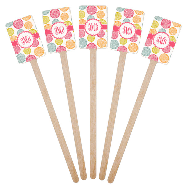 Doily Pattern Wooden 6.25" Stir Stick - Rectangular - Fan View