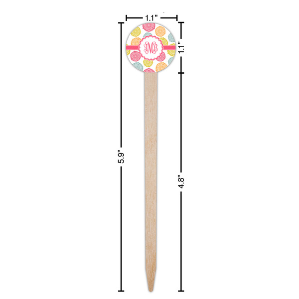 Doily Pattern Wooden 6" Food Pick - Round - Dimensions