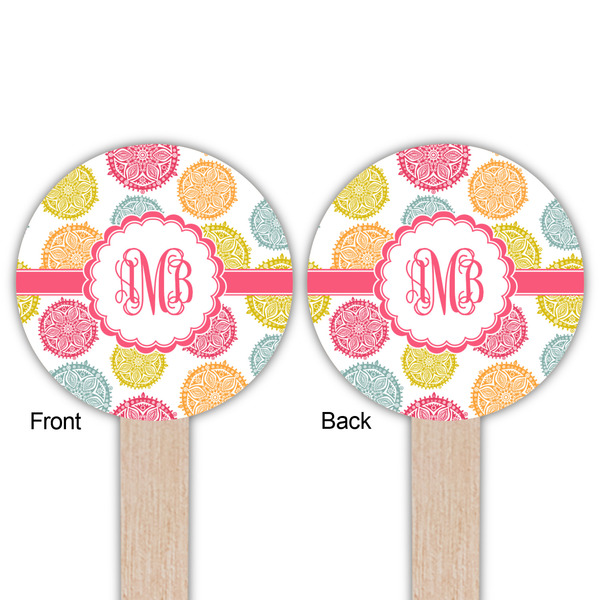 Doily Pattern Wooden 6" Food Pick - Round - Double Sided - Front & Back