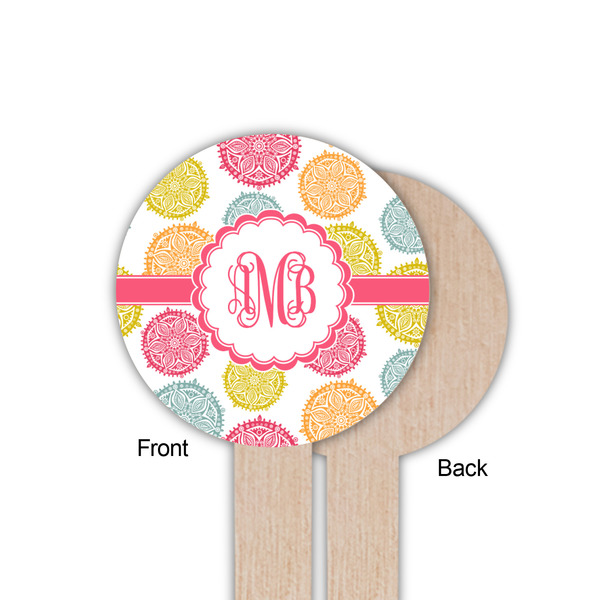 Doily Pattern Wooden 6" Food Pick - Round - Single Sided - Front & Back