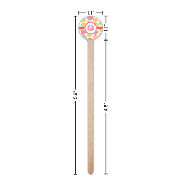 Doily Pattern Wooden 6" Stir Stick - Round - Dimensions