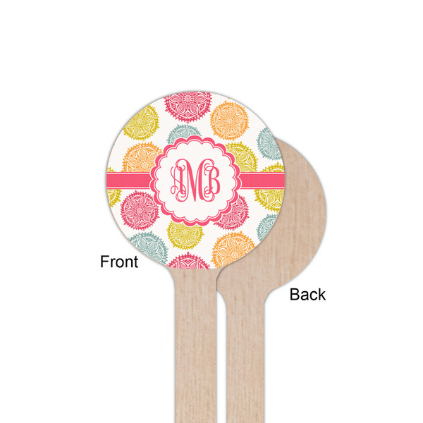 Doily Pattern Wooden 6" Stir Stick - Round - Single Sided - Front & Back