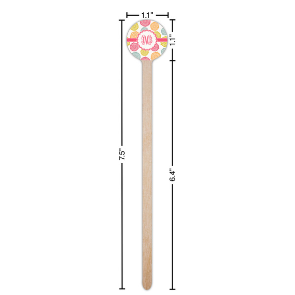 Doily Pattern Wooden 7.5" Stir Stick - Round - Dimensions
