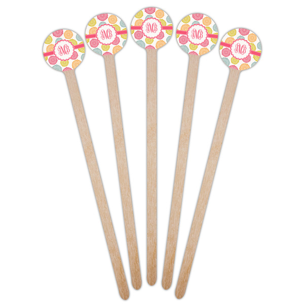 Doily Pattern Wooden 7.5" Stir Stick - Round - Fan View