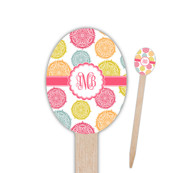 Custom Doily Pattern Oval Wooden Food Picks (Personalized)
