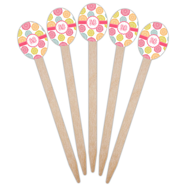 Doily Pattern Wooden Food Pick - Oval - Fan View